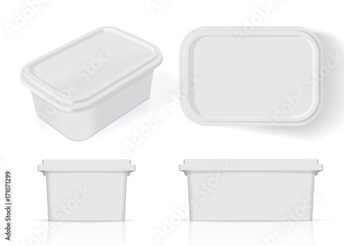 White plastic box for your design and logo. It's easy to change colors. Mock Up. Vector EPS 10
