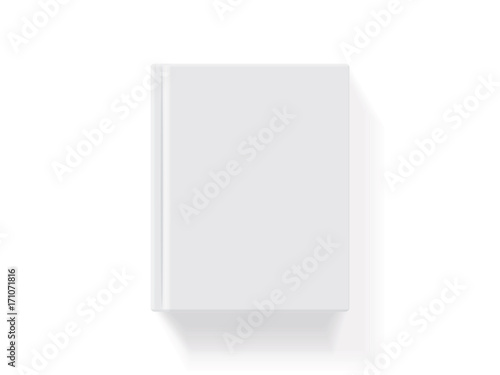 Book with a hardcover on a white background. It's easy to change colors. Mock Up Vector Template