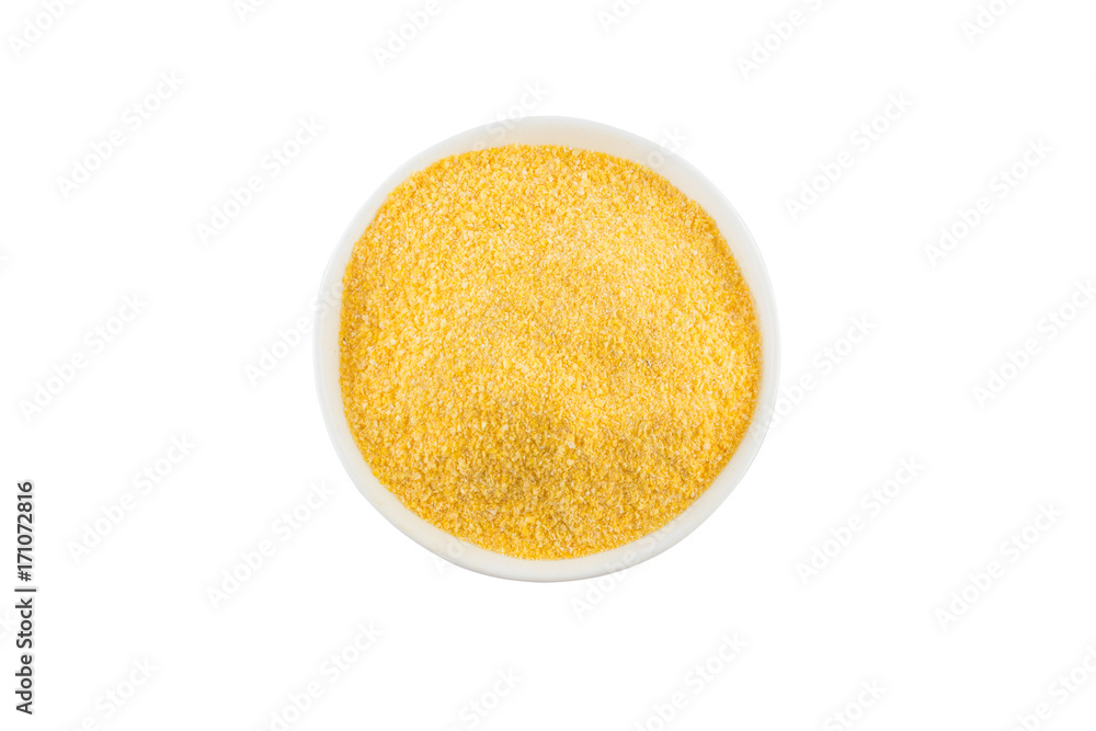 Corn Cuscus. Brazilian Corn Flour into a bowl Corn Cuscus. Brazilian Corn Flour into a bowl