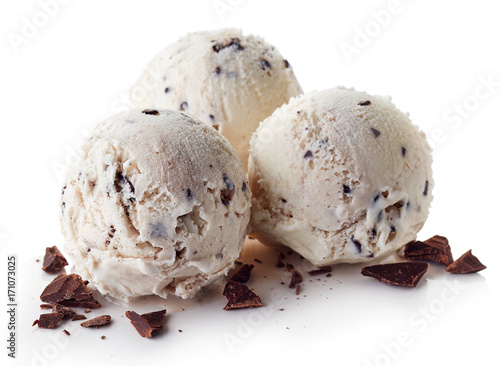 Three Italian Stracciatella ice cream balls