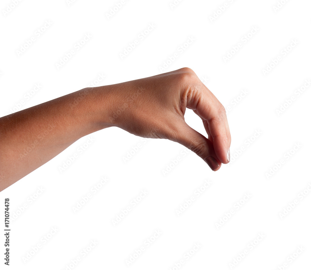 © Maxim - Woman hand holding something isolated on a white background