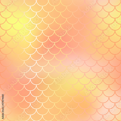 Gradient mesh vector texture. Blush pink and yellow fish skin background.