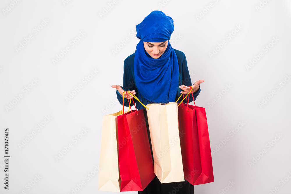 Arab Woman with shopping bags
