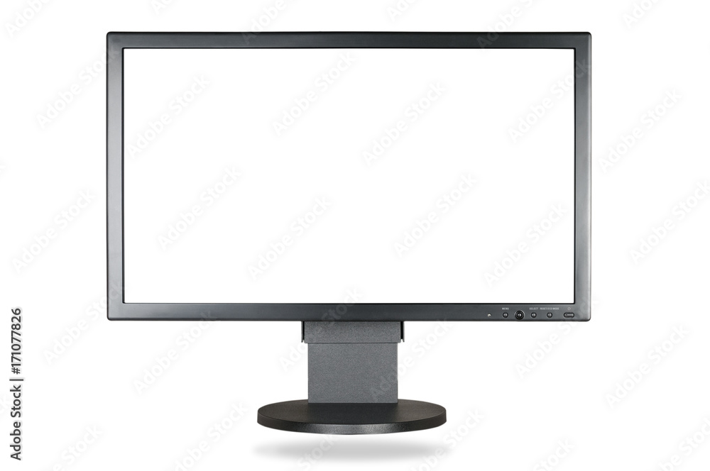 Computer display with blank white screen isolated on white background Computer display with blank white screen isolated on white background