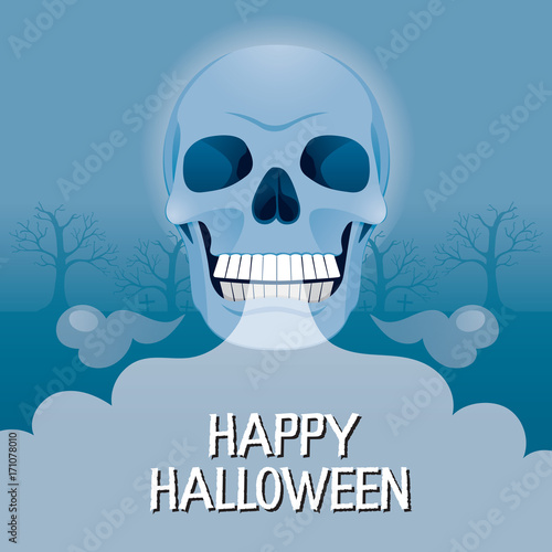 Zombies Head, Skull With Cold Smoke From Mouth, Mystery, Holiday, Culture, Halloween, Decoration, Fantasy, Night Party