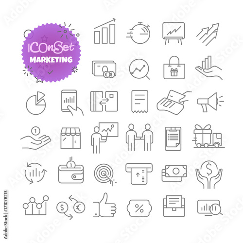 Outline icon set. Vector pictogram set. Marketing