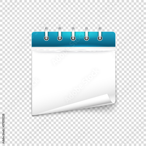 Paper diary on transparent background vector mockup. Template for a text