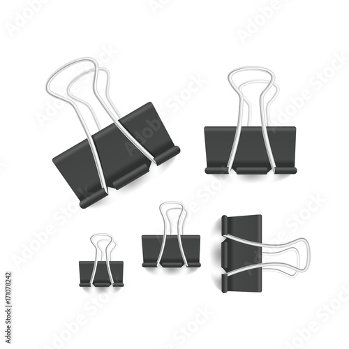 Different size paperclip office elements collection isolated on white