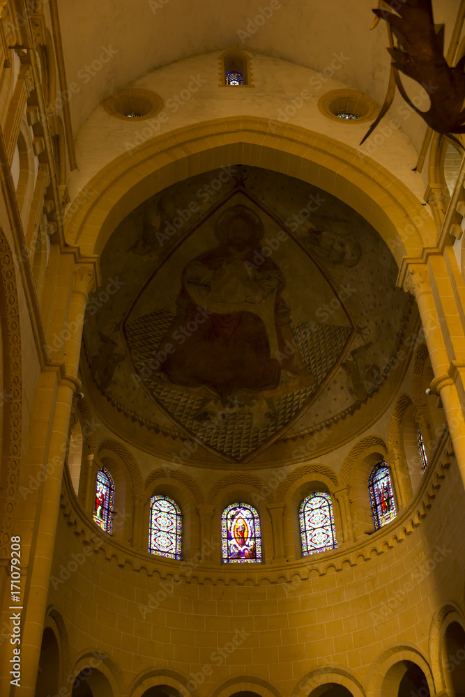 Paray Le Monial, France - September 13, 2016: The interior of the Basilica du Sacre Coeur in Paray-le-Monial