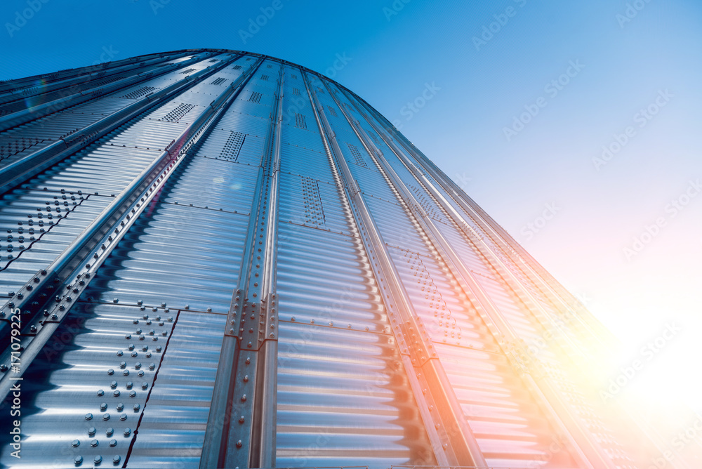 Modern silos for storing grain harvest. Agriculture. Modern silos for storing grain harvest. Agriculture.