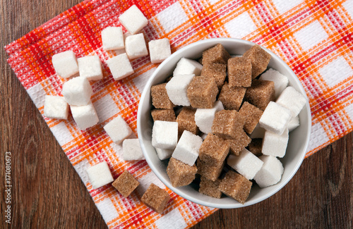 still life of cubes of white and brown sugar