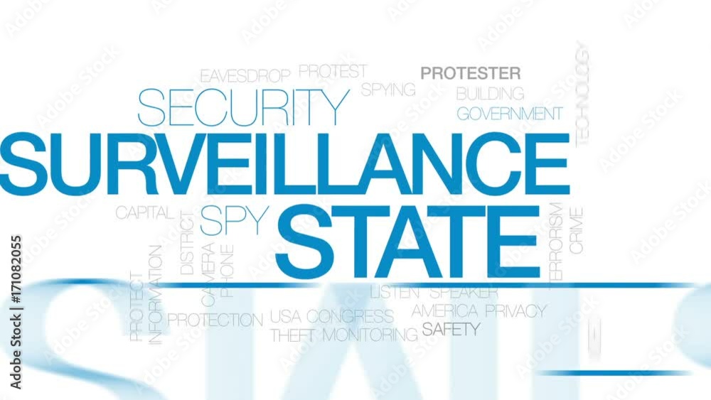Surveillance state animated word cloud, text design animation. Kinetic typography. Surveillance state animated word cloud, text design animation. Kinetic typography.