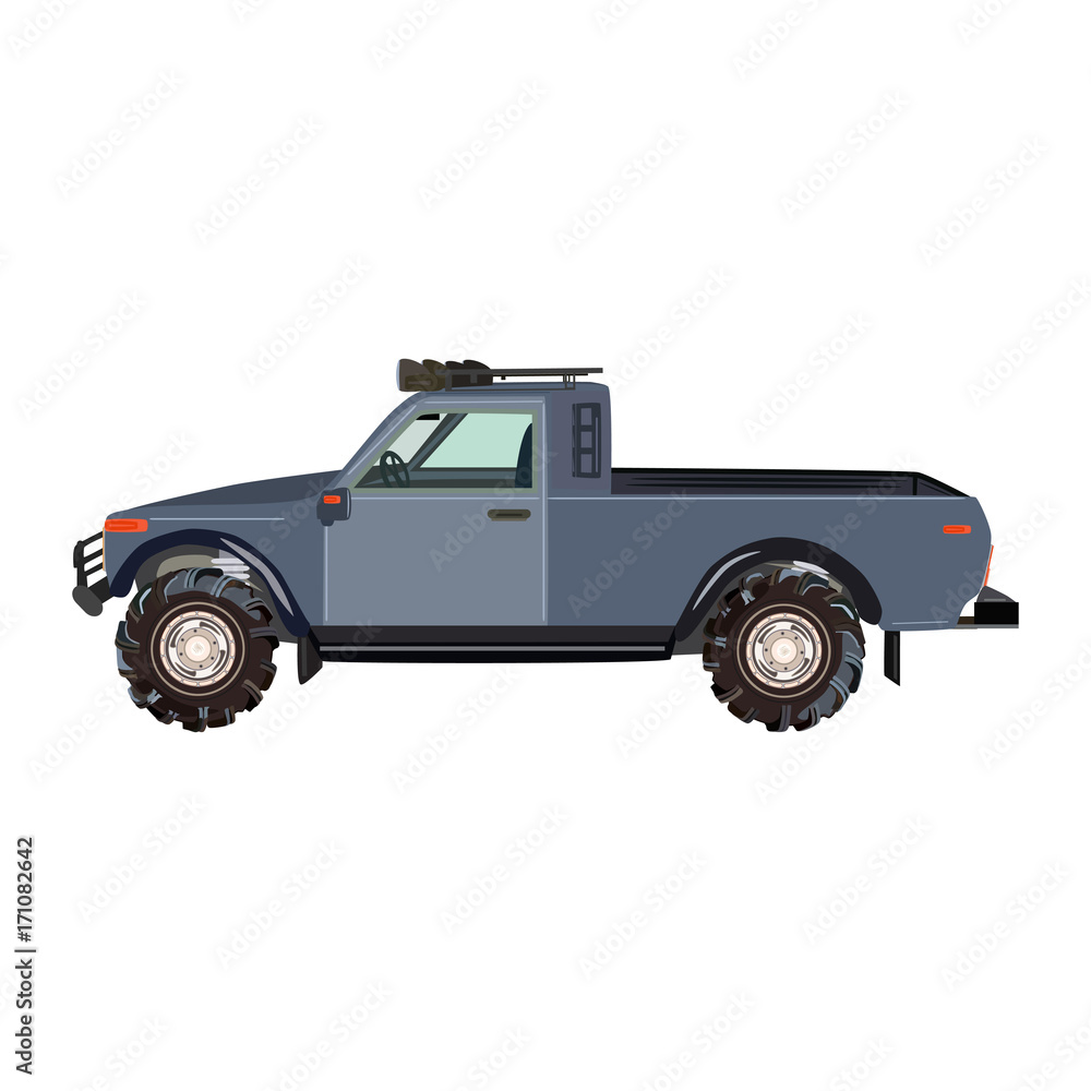 Pickup truck flat vector illustration
