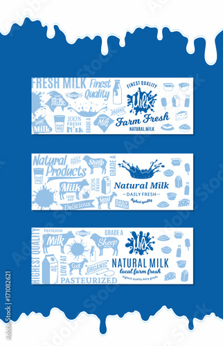Vector milk products horizontal banners