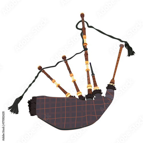 Tablou canvas Scottish bagpipe vector flat illustration