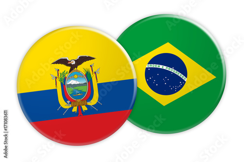 Free Download News Concept: Ecuador Flag Button On Brazil Flag Button, 3d illustration on white background - GFXLoad
