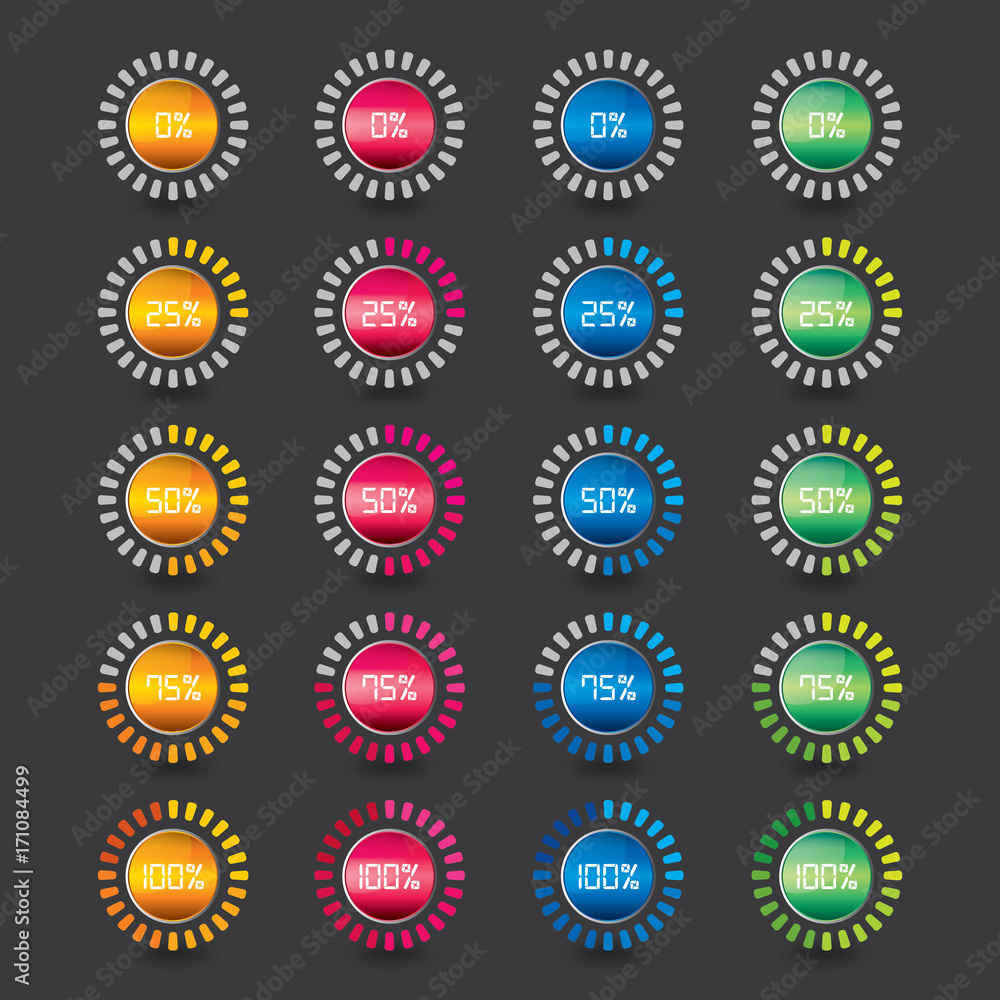 Loading Icon set - on black background Loading Icon set - on black background