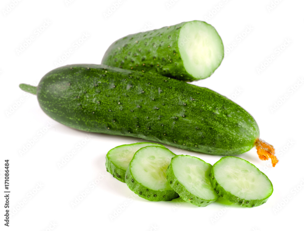Sliced cucumber isolated on a white background Sliced cucumber isolated on a white background