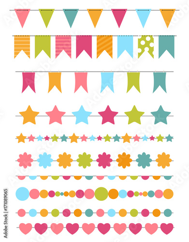 Party Flags, Buntings,  Brushes for Creating a Party Invitation 