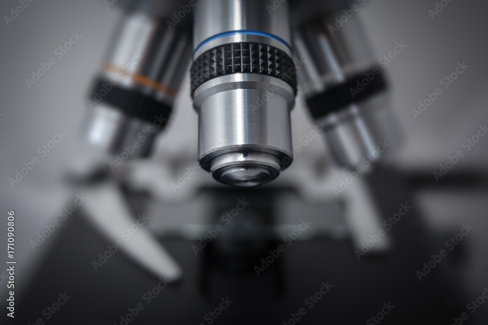 Optical microscope - science and laboratory equipment. Microscope is used for conducting planned, research experiments, educational demonstrations in medical and health institutions, lab. Optical microscope - science and laboratory equipment. Microscope is used for conducting planned, research experiments, educational demonstrations in medical and health institutions, lab.