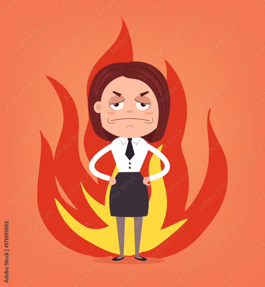 Angry woman office worker businessman character. Vector flat cartoon  illustration Stock Vector | Adobe Stock