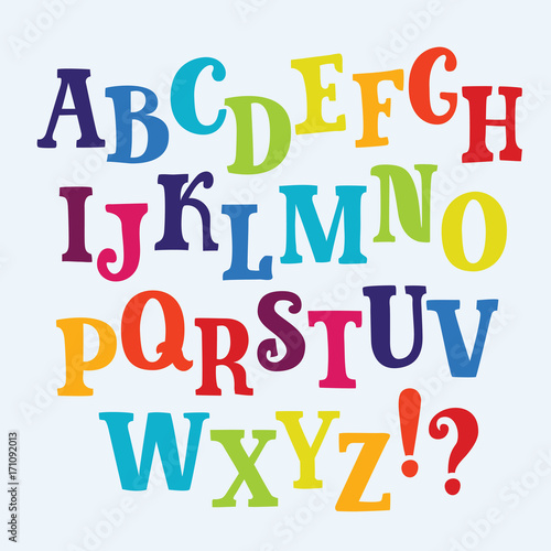 Alphabet logos in elegant multicolor faceted style. Vintage vector typeface for labels  headlines  posters  cards etc.