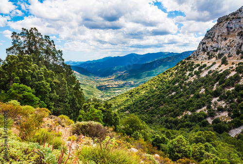 Mountain green valley summer landscape.Sardinia adventure travel, Italy.
