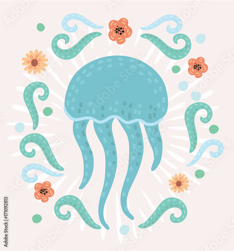Jellyfish icon. Cartoon illustration of jellyfish vector icon for web