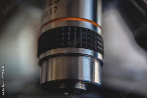 Optical microscope - science and laboratory equipment. Microscope is used for conducting planned, research experiments, educational demonstrations in medical and health institutions, lab.