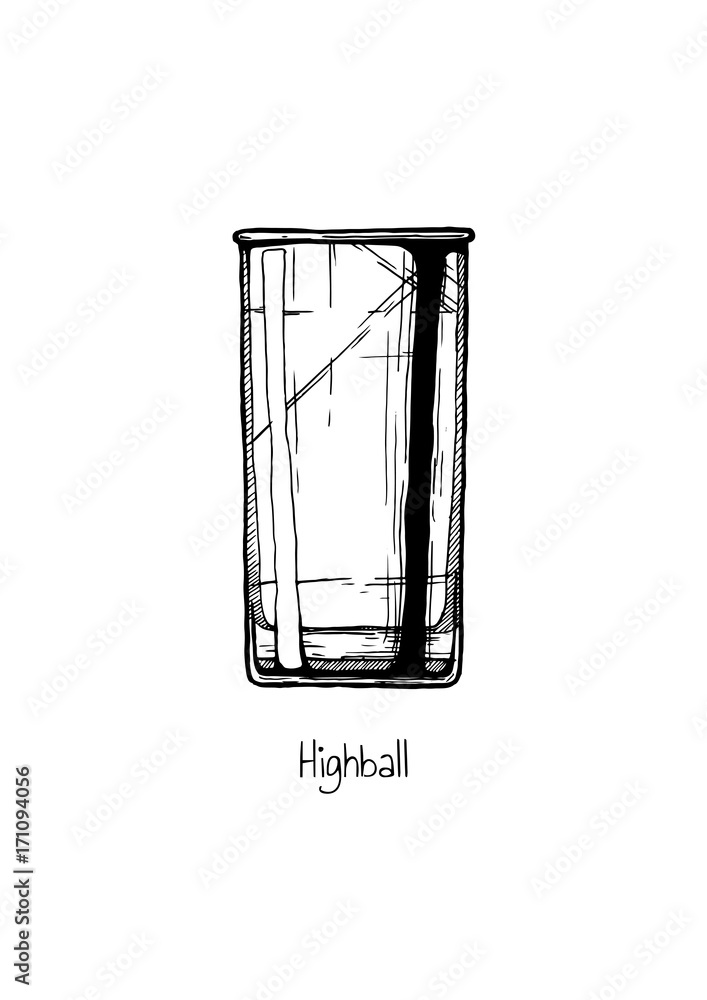illustration of tumbler glass. Highball. illustration of tumbler glass. Highball.