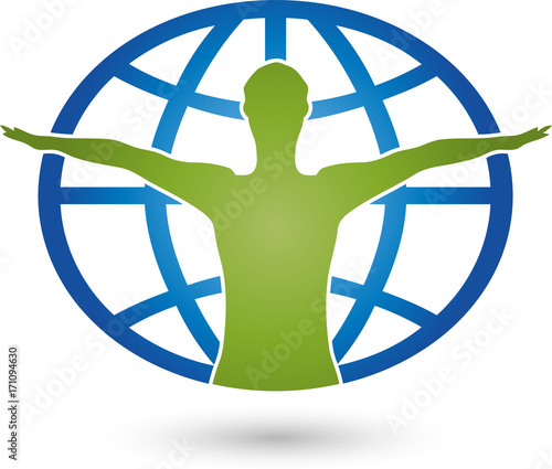 Mensch und Erdball, Person, Weltkugel, Logo
