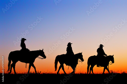 Silhouette of Cowboys and Cowgirls 