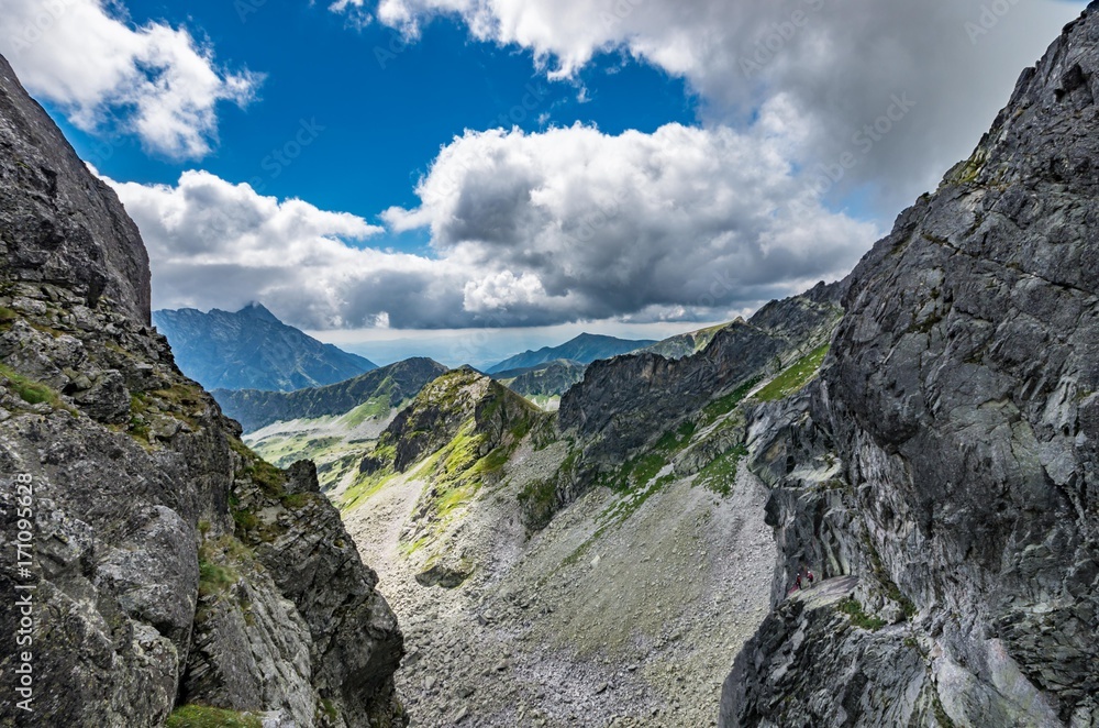 Tatra mountains panorama from Orla Perc, Poland landscape,