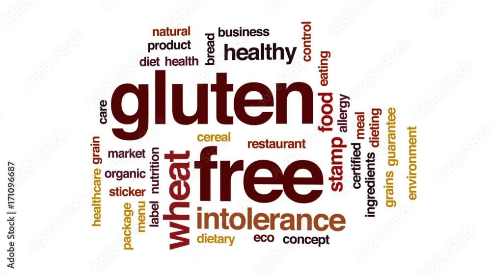 Gluten free animated word cloud, text design animation. Gluten free animated word cloud, text design animation.