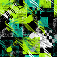 Handdoek met foto Graffiti patronen Vrolijk kleurrijk geometrisch meidenpatroon  © mamenkoaleks