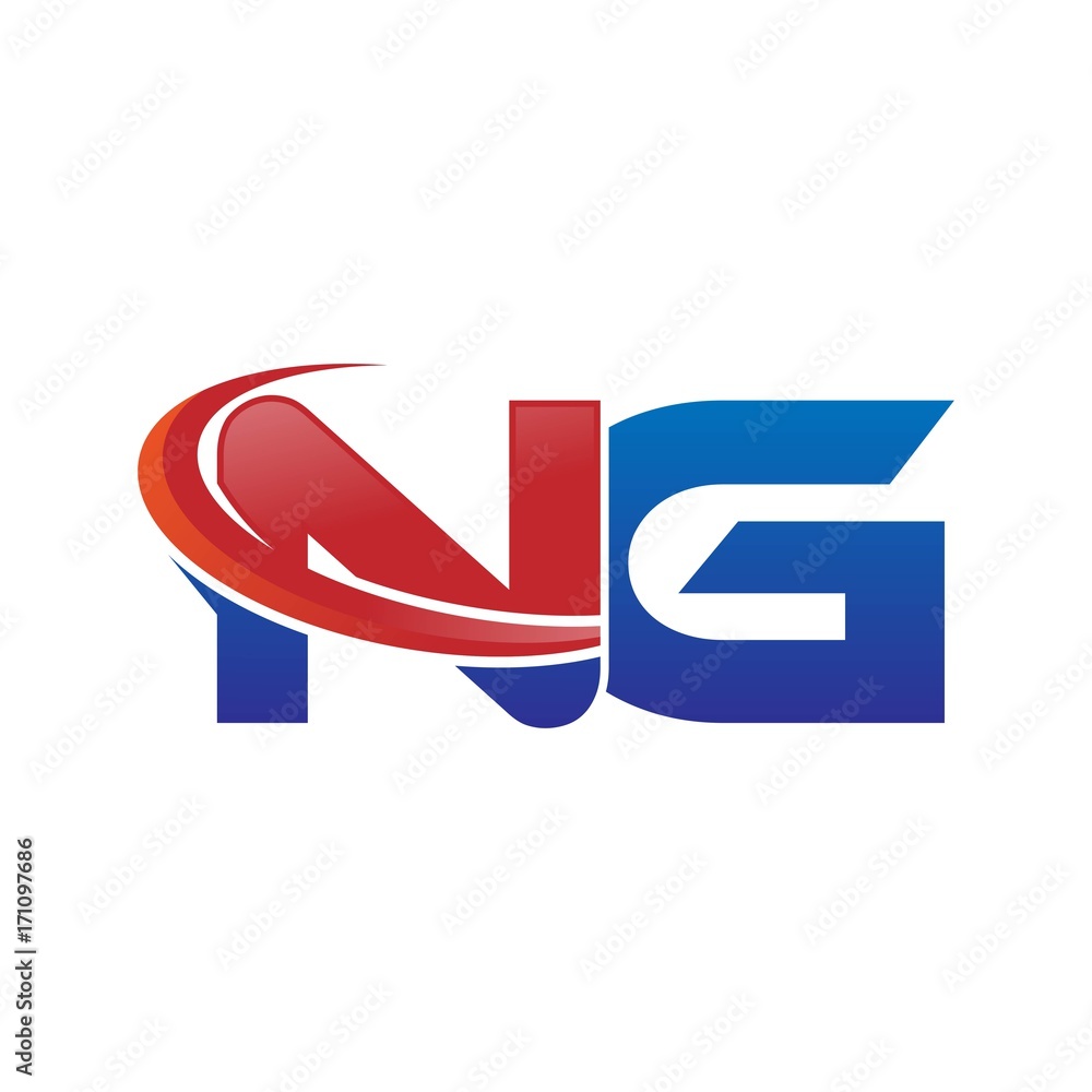 modern vector initial letters logo swoosh ng red blue modern vector initial letters logo swoosh ng red blue