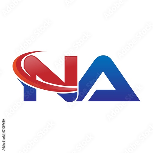 modern vector initial letters logo swoosh na red blue