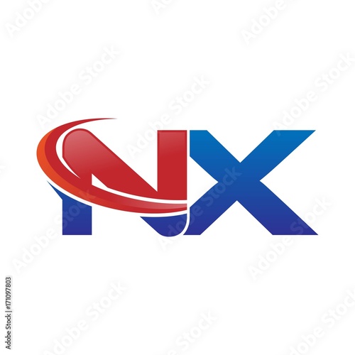 Free Download modern vector initial letters logo swoosh nx red blue - GFXLoad
