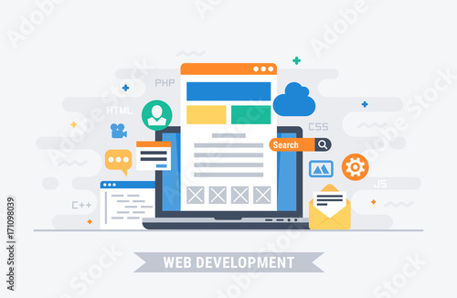 Web development. Flat design modern vector illustration concept.