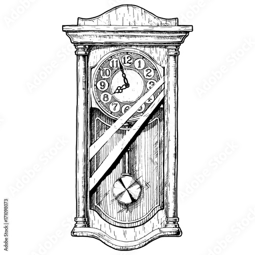 Illustration of old pendulum clock