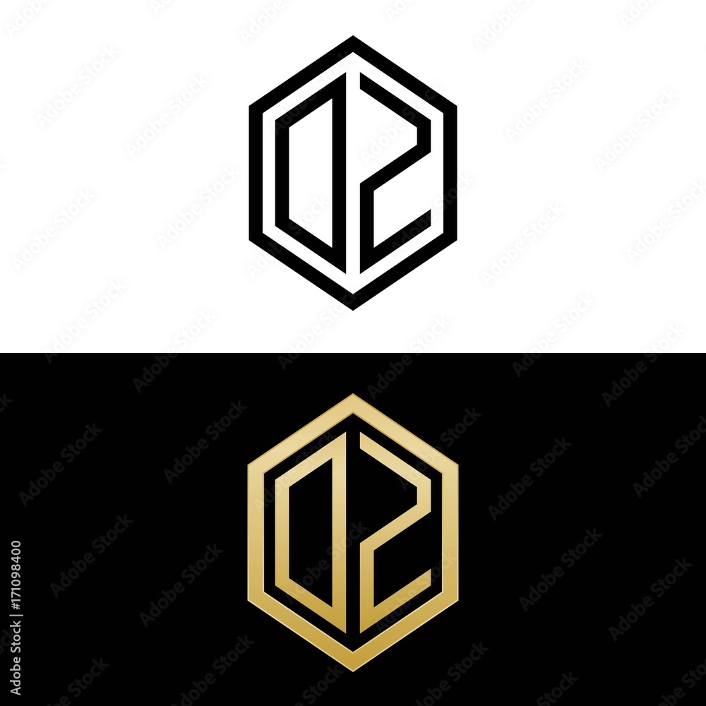 initial letters logo oz black and gold monogram hexagon shape vector initial letters logo oz black and gold monogram hexagon shape vector