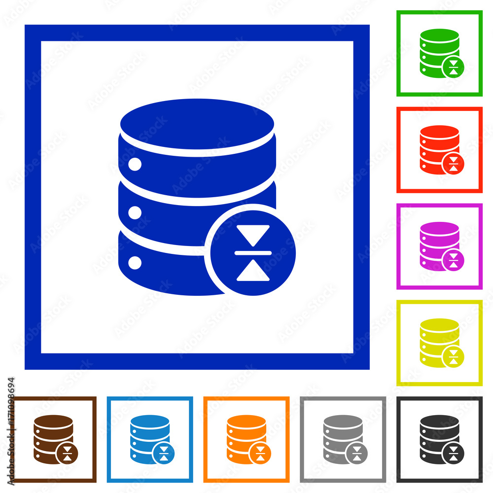 Select database table row flat framed icons Select database table row flat framed icons