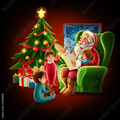 santa claus with kids