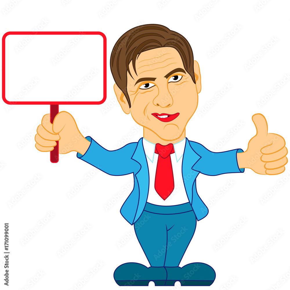 Gentleman holds the empty plaque Gentleman holds the empty plaque