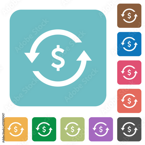 Dollar pay back rounded square flat icons
