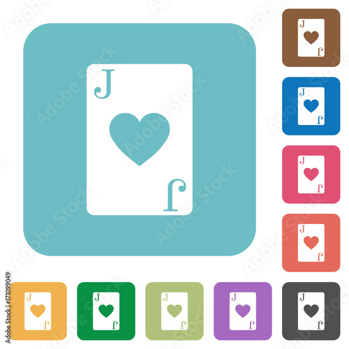 Jack of hearts card rounded square flat icons