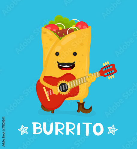 Tasty cute happy smiling burrito dance 
