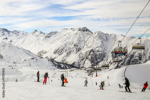 Skiing area with in tyrolean Alps.