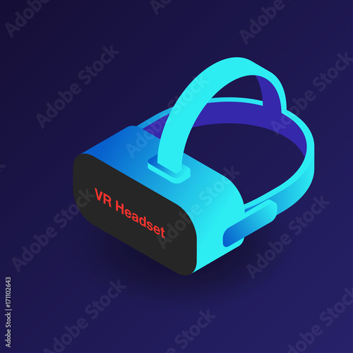 VR headset. Isometric 3d virtual reality glasses. Modern digital cyberspace technology