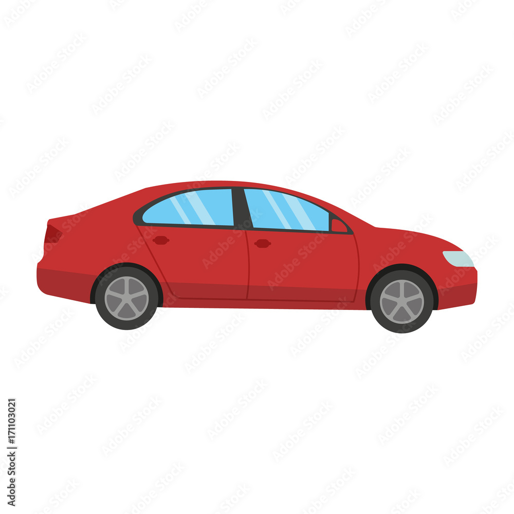 Red car illustration. Vector.
